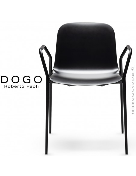 Fauteuil DOGO, structure peint anthracite, assise plastique anthracite.