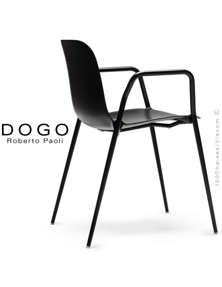 Fauteuil DOGO, structure peint anthracite, assise plastique anthracite.