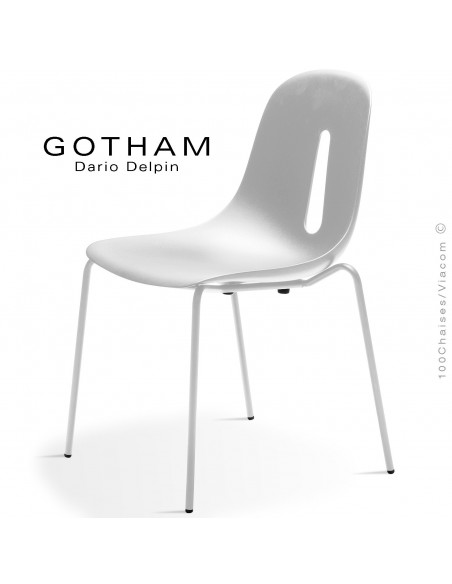 Chaise GOTHAM S, structure peint blanc, assise plastique blanc.