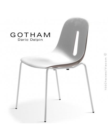 Chaise GOTHAM S, structure peint blanc, assise plastique blanc+mud.