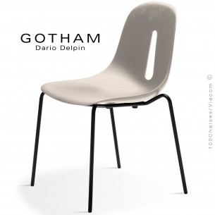 Chaise GOTHAM S, structure peint noir, assise plastique sable.