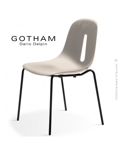 Chaise GOTHAM S, structure peint noir, assise plastique sable.