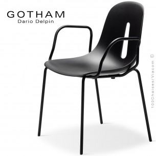 Fauteuil GOTHAM P, structure peint noir, assise plastique noir.