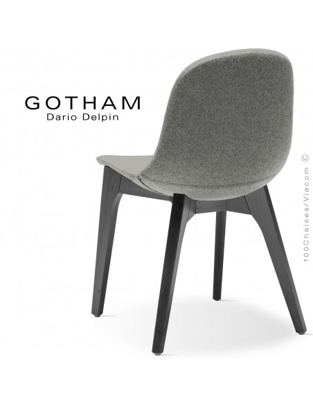 Chaise GOTHAM-WS, piétement bois noir, assise garnie tissu 600gris