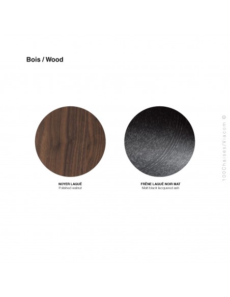 Palette finition bois, placage Noyer vernis incolore naturel ou teinté noir mat.