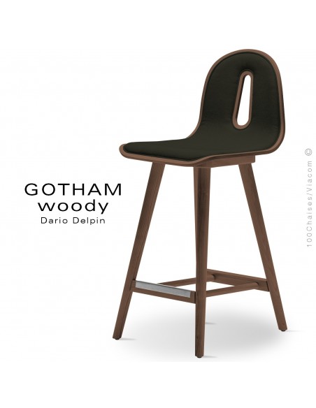 Tabouret de cuisine GOTHAM WOODY-SG-65-I, Structure noyer, tissu 203anthracite.