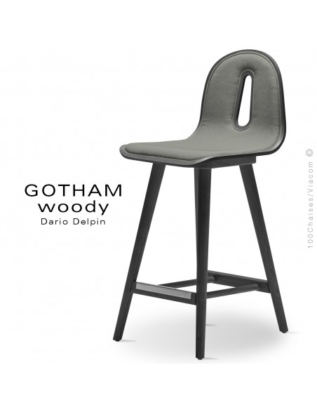 Tabouret de cuisine GOTHAM WOODY-SG-65-I, Structure noir, tissu 600gris.