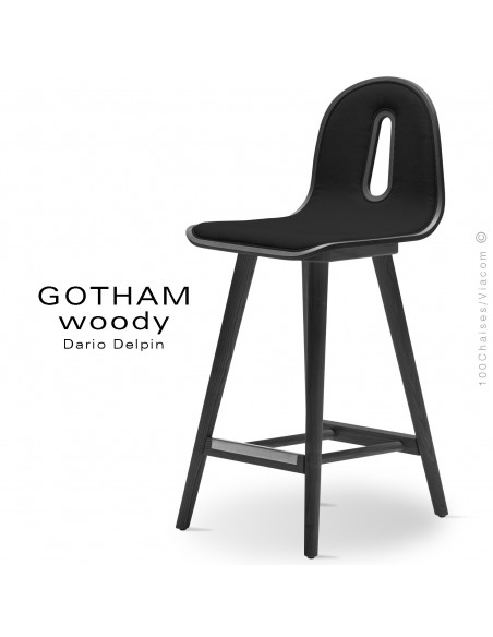 Tabouret de cuisine GOTHAM WOODY-SG-65-I, Structure noir, tissu 702noir.