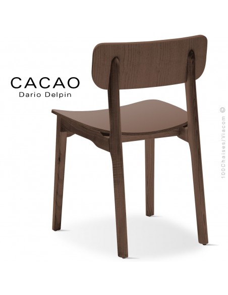 Chaise design CACAO-L, piétement et assise bois noyer.