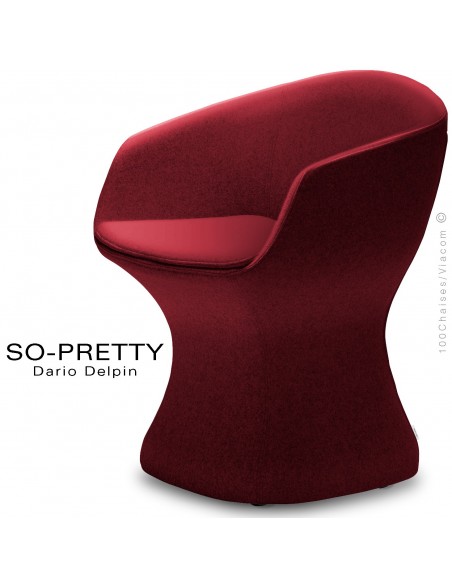 Fauteuil design SO-PRETTY, habillage tissu OPERA 305rouge.