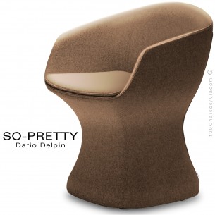 Fauteuil design SO-PRETTY, habillage tissu OPERA 402marron.