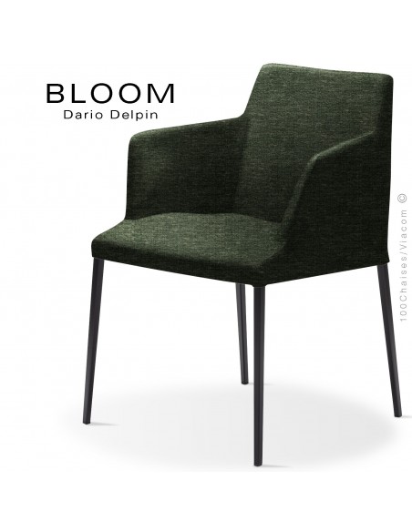Fauteuil design BLOOM-MP, piétement acier, assise et dossier habillage tissu 203anthracite.