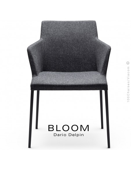 Fauteuil design BLOOM-MP, piétement acier, assise et dossier habillage tissu.