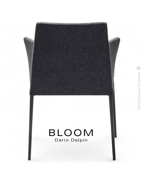 Fauteuil design BLOOM-MP, piétement acier, assise et dossier habillage tissu.