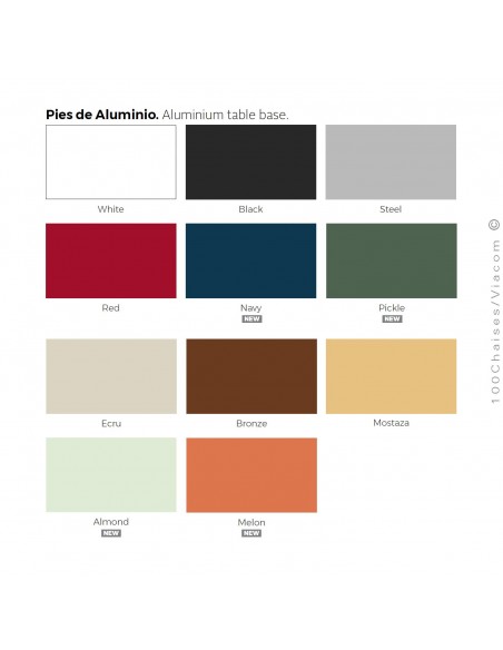Palette couleur finition piétement table design DELTA, couleur au choix.