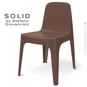Chaise design SOLID, pour l'extérieur et terrasse, structure et assise coque plastique couleur bronze.