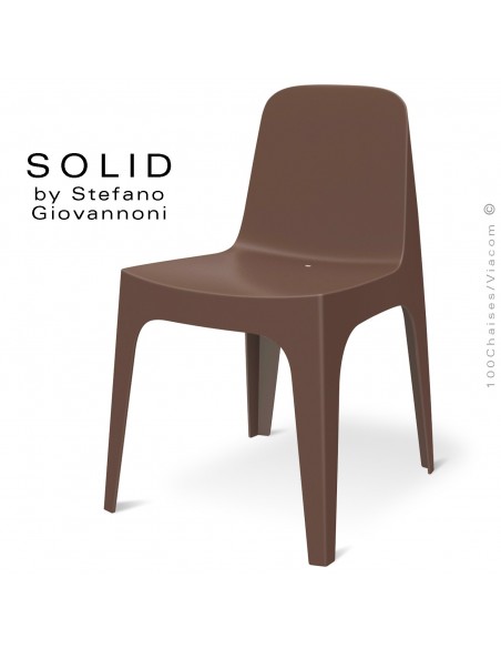 Chaise design SOLID, pour l'extérieur et terrasse, structure et assise coque plastique couleur bronze.