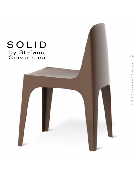 Chaise design SOLID, pour l'extérieur et terrasse, structure et assise coque plastique couleur bronze.