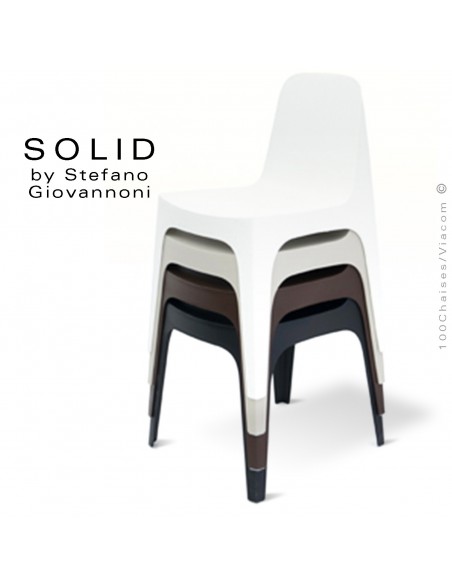 Chaise design SOLID, pour l'extérieur et terrasse, structure et assise coque plastique et empilable.