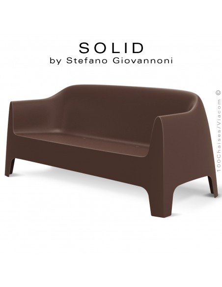 Canapé ou Sofa lounge design SOLID, structure 4 pieds avec accoudoirs, assise plastique couleur bronze.
