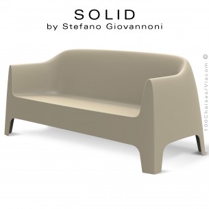 Canapé ou Sofa lounge design SOLID, structure 4 pieds avec accoudoirs, assise plastique couleur écru.