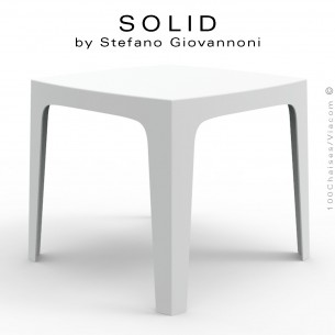 Table SOLID, pour repas ou dîner en extérieur, stucture et piétement 4 pieds en plastique couleur blanche.