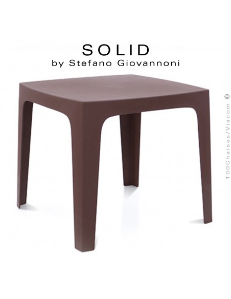 Table SOLID, pour repas ou dîner en extérieur, stucture et piétement 4 pieds en plastique couleur bronze.