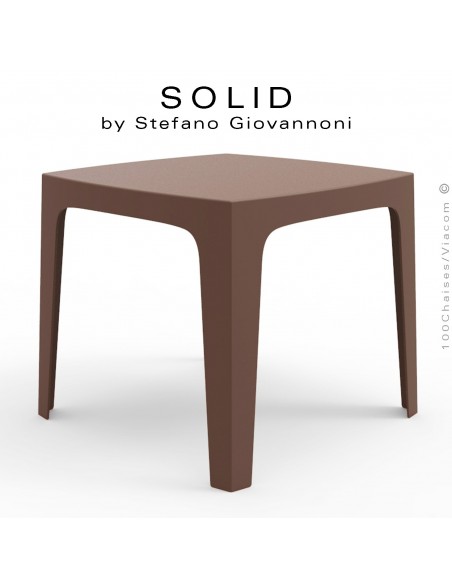 Table SOLID, pour repas ou dîner en extérieur, stucture et piétement 4 pieds en plastique couleur bronze.