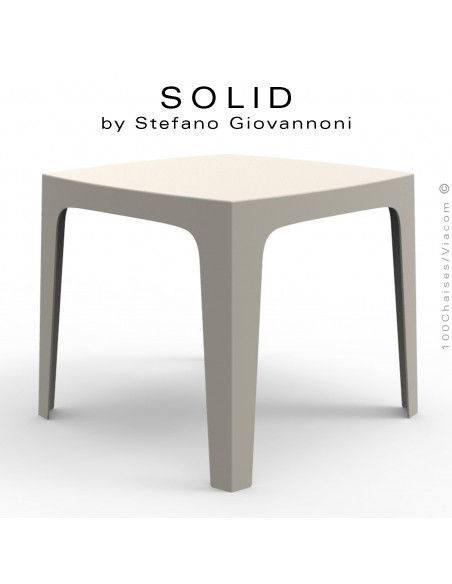 Table SOLID, pour repas ou dîner en extérieur, stucture et piétement 4 pieds en plastique couleur écru.