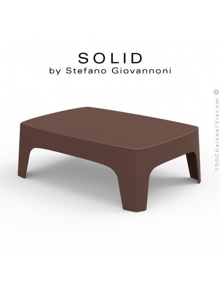 Table basse SOLID, pour bar lounge ou terrasse extérieur, stucture et piétement 4 pieds en plastique couleur bronze.