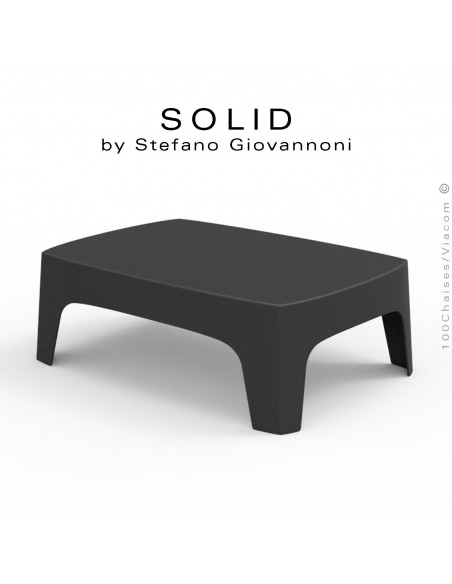 Table basse SOLID, pour bar lounge ou terrasse extérieur, stucture et piétement 4 pieds en plastique couleur noir.