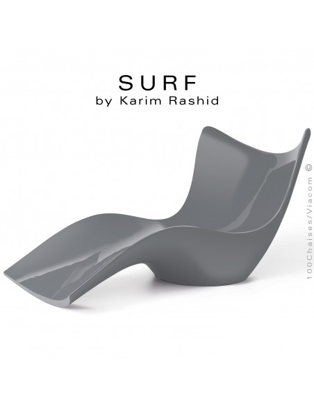 Bain de soleil ou chaise longue design SURF, structure résine semi-cristalline de couleur argent.
