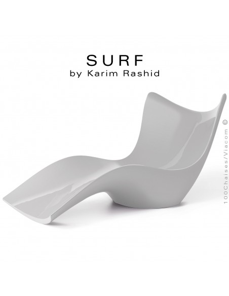 Bain de soleil ou chaise longue design SURF, structure résine semi-cristalline de couleur ice.