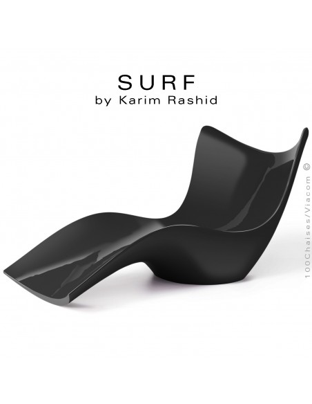 Bain de soleil ou chaise longue design SURF, structure résine semi-cristalline de couleur noir.