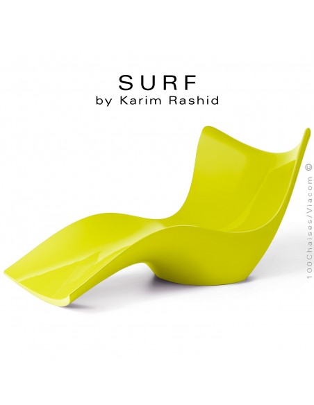 Bain de soleil ou chaise longue design SURF, structure résine semi-cristalline de couleur pistache.