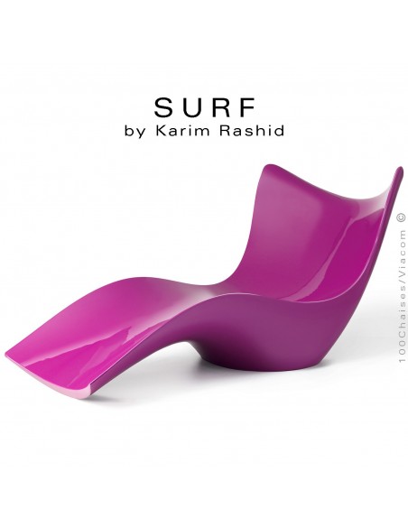 Bain de soleil ou chaise longue design SURF, structure résine semi-cristalline de couleur violet.