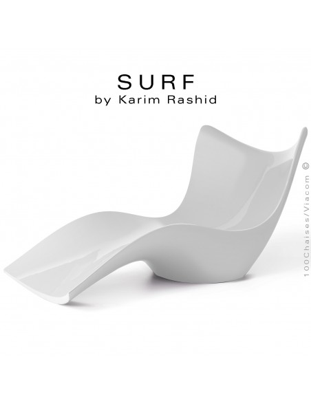 Bain de soleil ou chaise longue design SURF, structure résine semi-cristalline de couleur blanc.