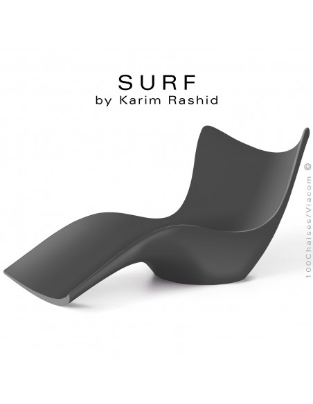 Bain de soleil ou chaise longue design SURF, structure résine mat de couleur anthracite.