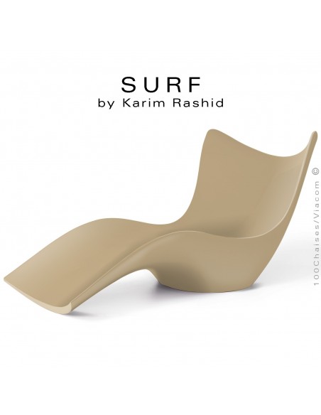 Bain de soleil ou chaise longue design SURF, structure résine mat de couleur beige.