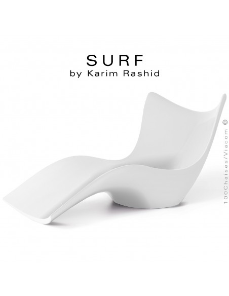 Bain de soleil ou chaise longue design SURF, structure résine mat de couleur blanc.