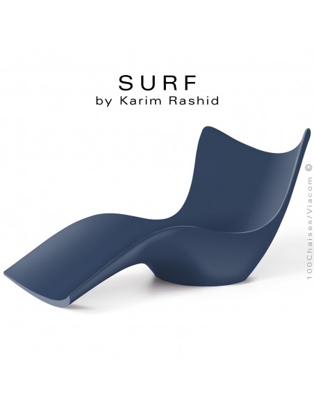 Bain de soleil ou chaise longue design SURF, structure résine mat de couleur bleu Navy.