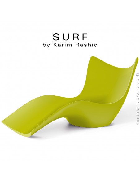 Bain de soleil ou chaise longue design SURF, structure résine mat de couleur pistache.