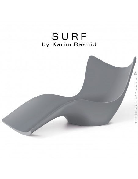 Bain de soleil ou chaise longue design SURF, structure résine mat de couleur argent.