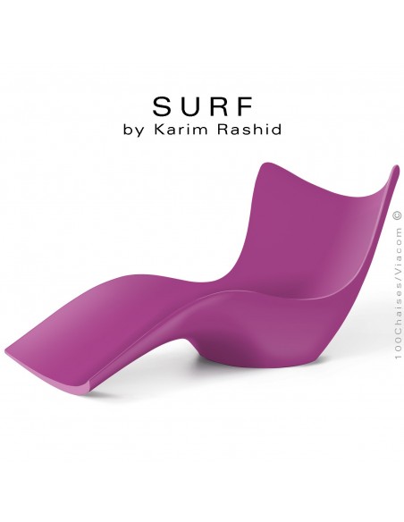 Bain de soleil ou chaise longue design SURF, structure résine mat de couleur violet.