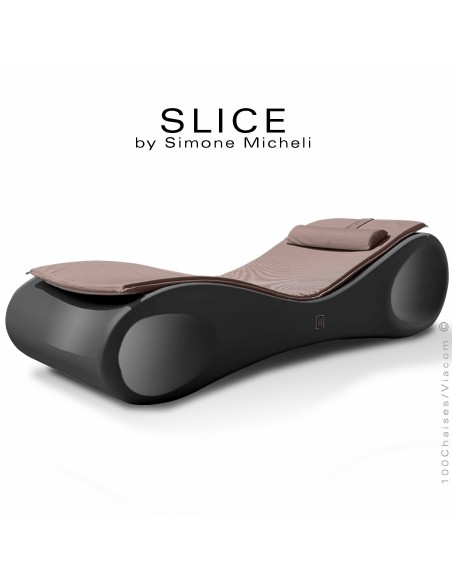 Chaise longue ou bain de soleil SLICE, structure plastique couleur anthracite, avec coussin basic.