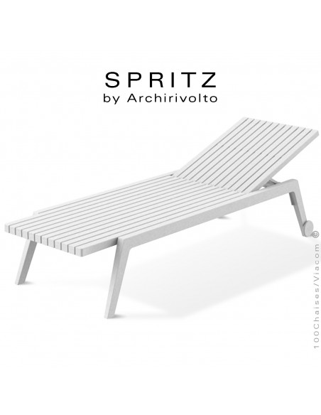 Bain de soleil ou chaise longue design SPRITZ, structure plastique couleur blanche.