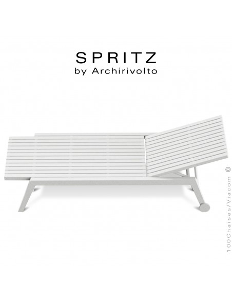 Bain de soleil ou chaise longue design SPRITZ, structure plastique couleur blanche.