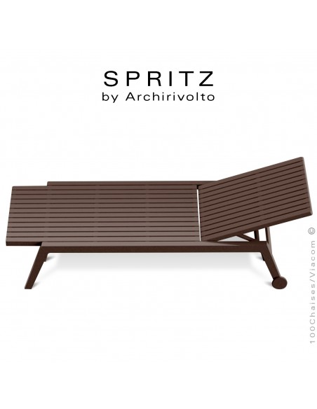 Bain de soleil ou chaise longue design SPRITZ, structure plastique couleur bronze.