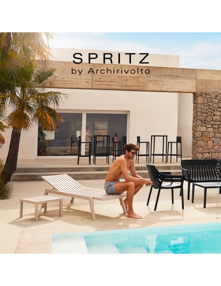 Bain de soleil ou chaise longue design SPRITZ, structure plastique avec roulettes, couleur au choix.