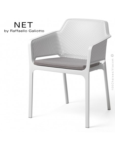 Fauteuil design NET, structure et assise plastique couleur blanc.